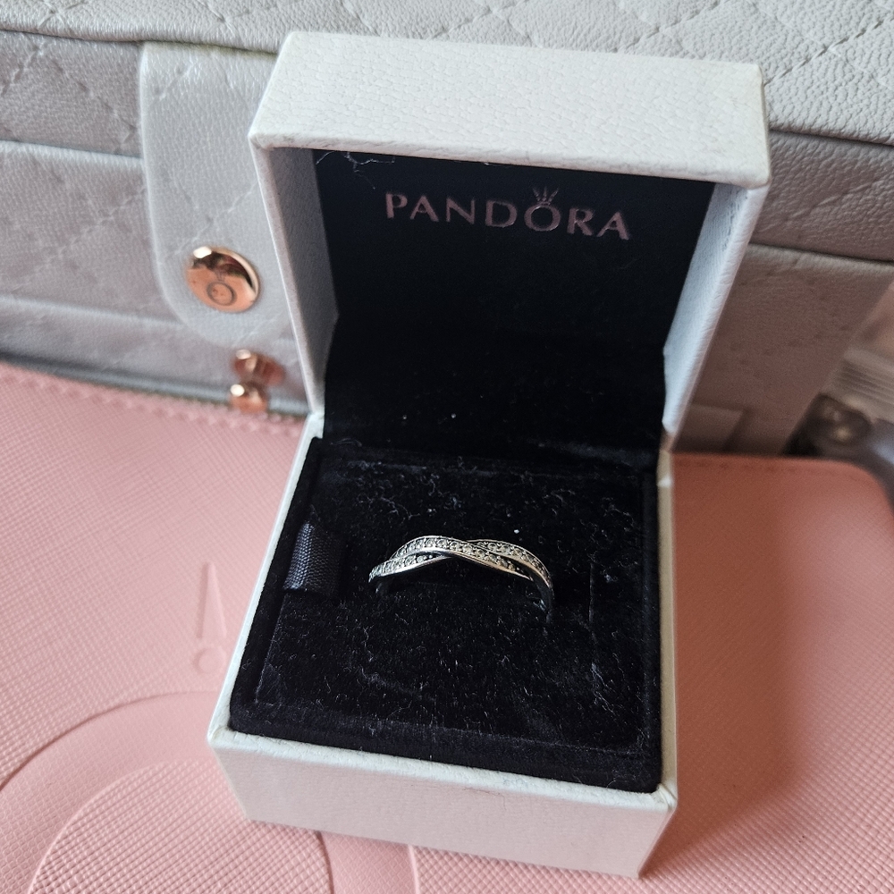 Pandora Sparkling Twisted Lines Sterling Silver R… - image 1
